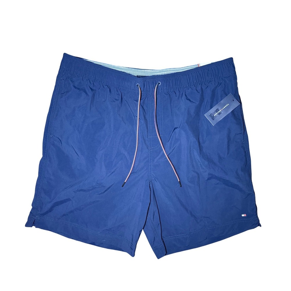 Tommy Hilfiger Swim Trunks Men XXL Navy Blue Mesh Lined Drawstring NWT